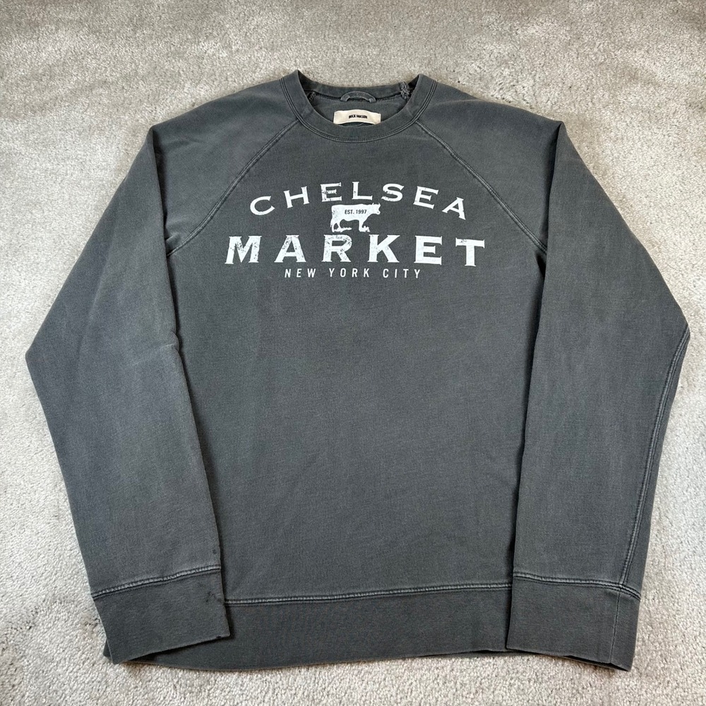 Buck Mason Sweatshirt Mens L Black Chelsea Market NYC Raglan Cotton Crewneck